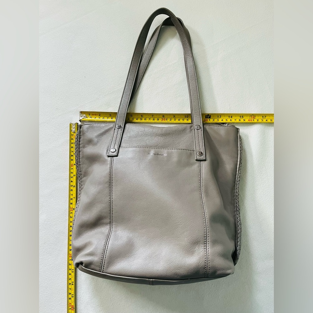 Tommy Bahama 100% Leather Taupe Zippered Tote - Picture 5 of 5